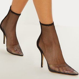 PrettyLittle Thing Fishnet Sock Boots- Size 7